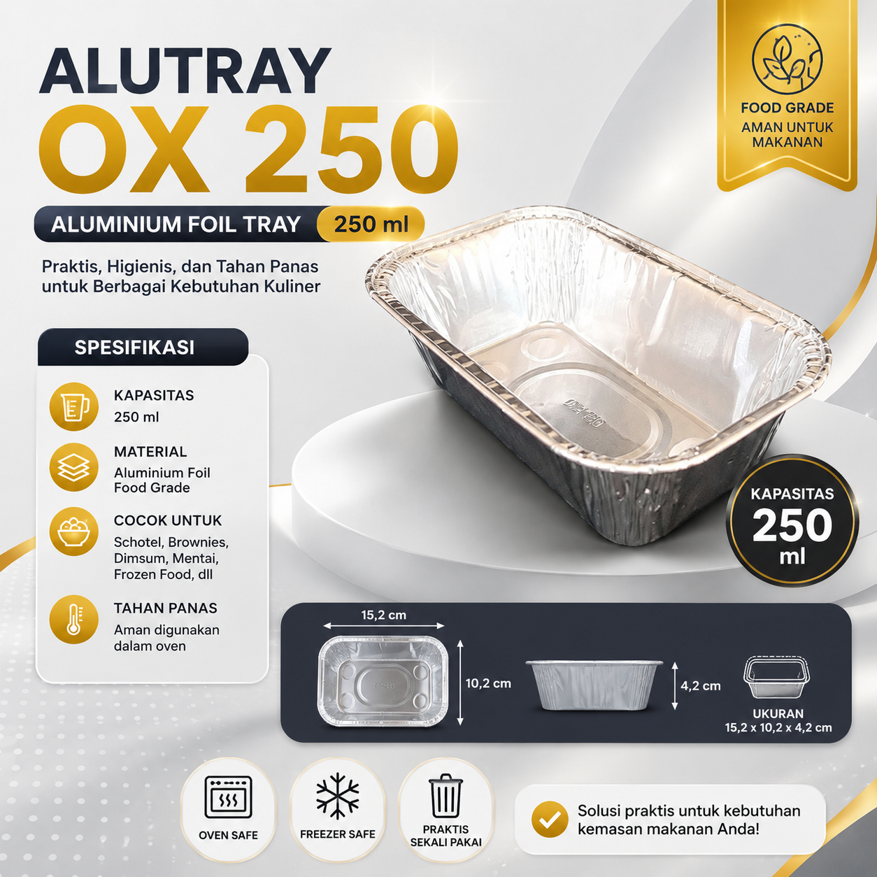 ALUMUNIUM FOIL TRAY BF - OX 250 @ 10 PCS