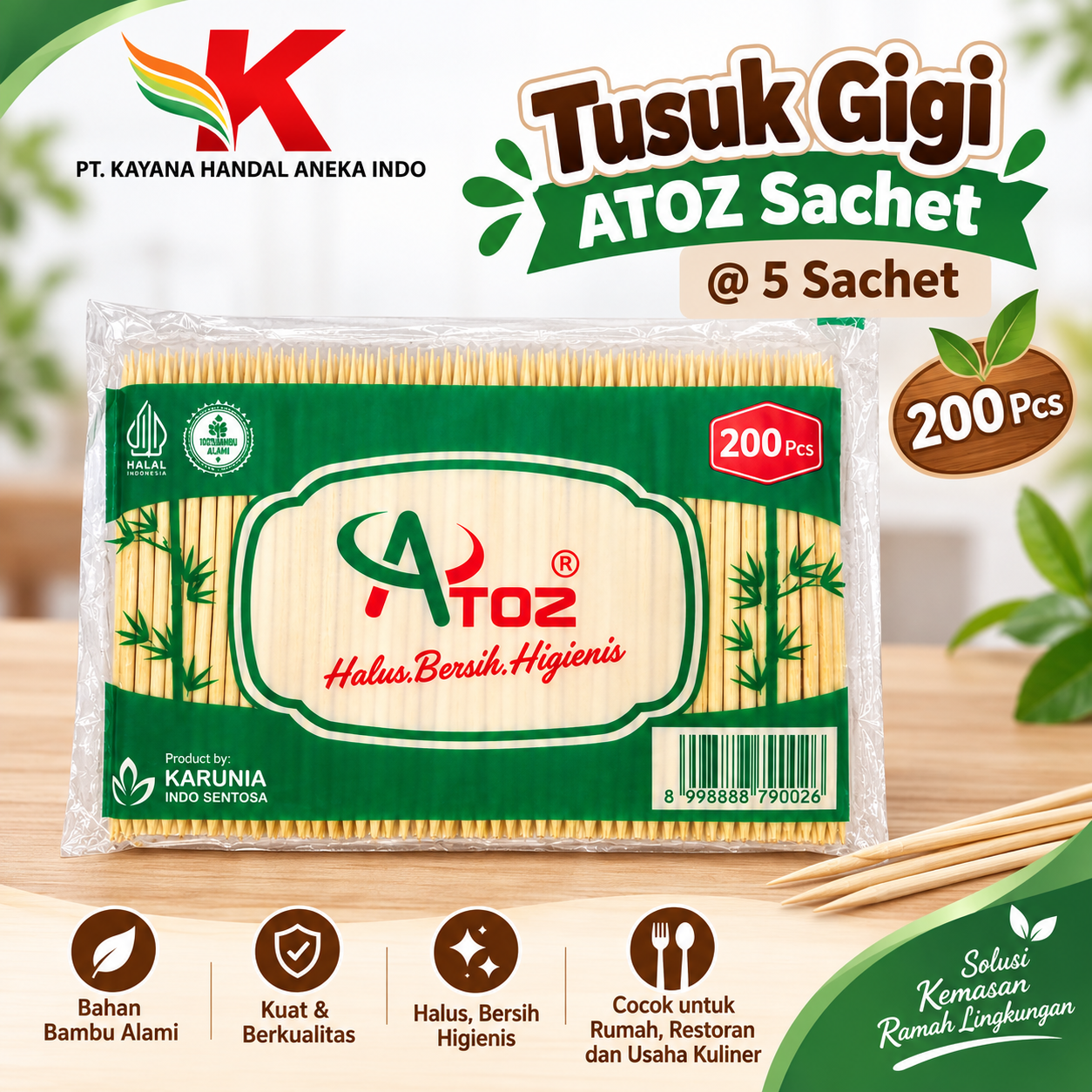 TUSUK GIGI ATOZ SACHET @ 5 SACHET
