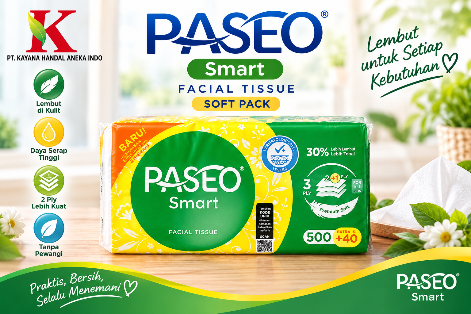 TISSUE PASEO SMART FACIAL SOFT PACK