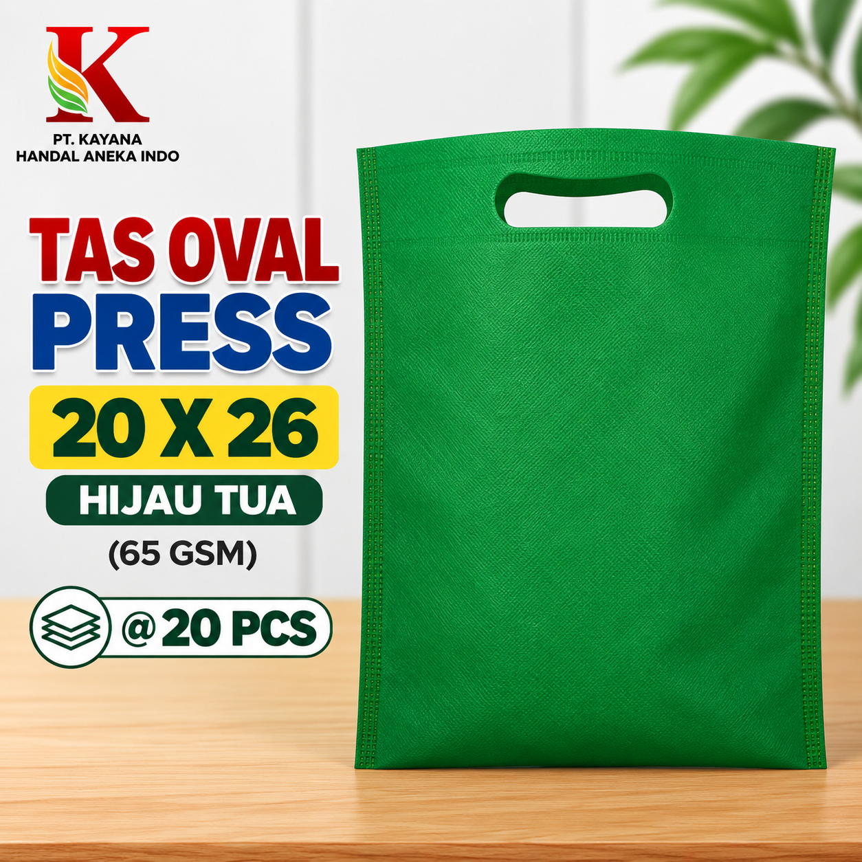 TAS OVAL PRESS 20 x 26 HIJAU TUA (65 gsm) @ 20 PCS