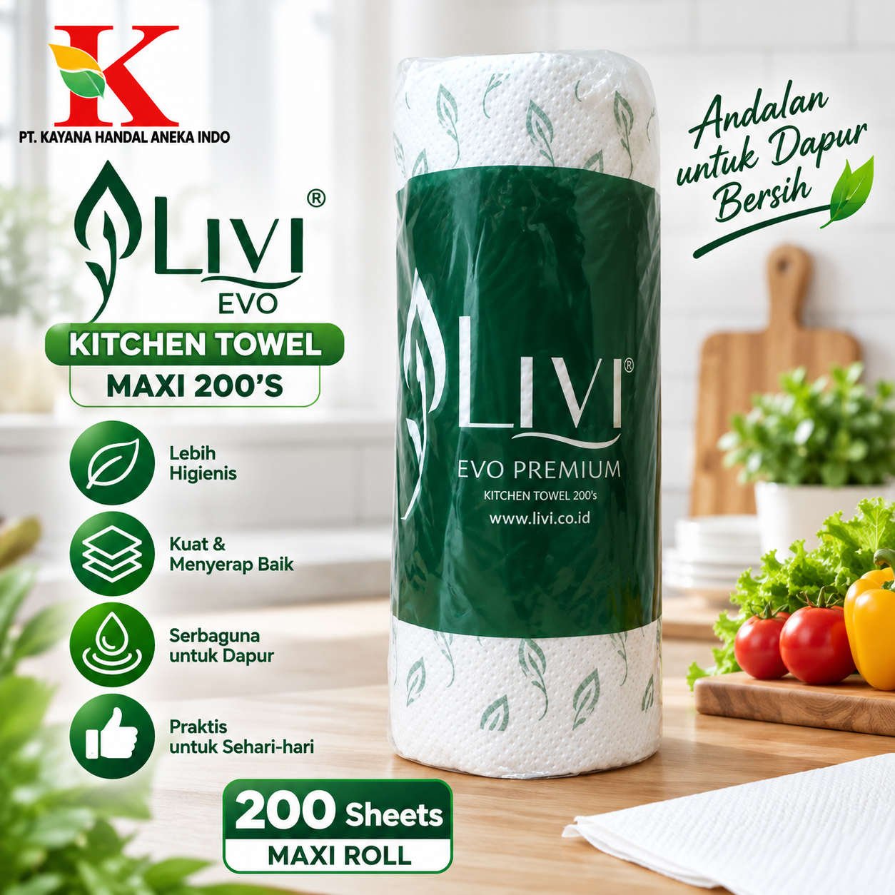 TISSUE LIVI EVO TOWEL KITCHEN MAXI 200'S
