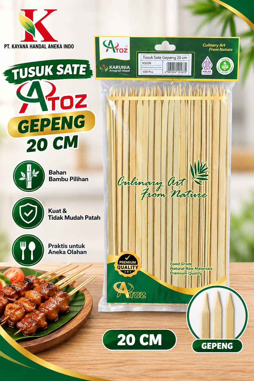 TUSUK SATE ATOZ  - GEPENG 20 CM