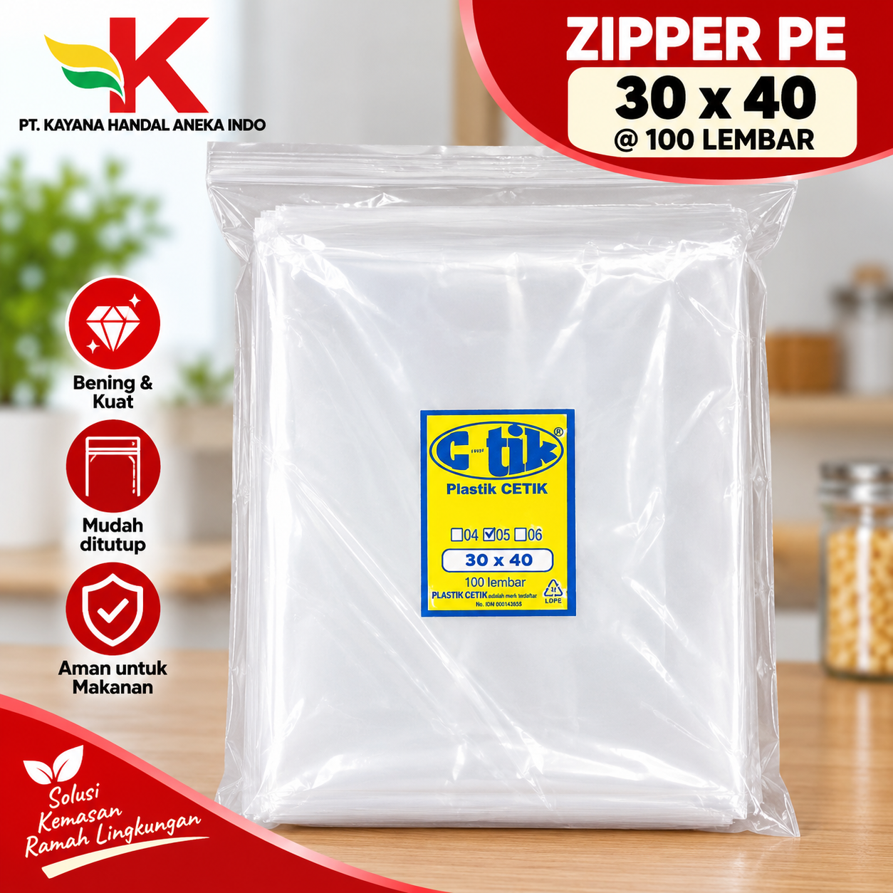ZIPPER PE 30 x 40 @ 100 LBR