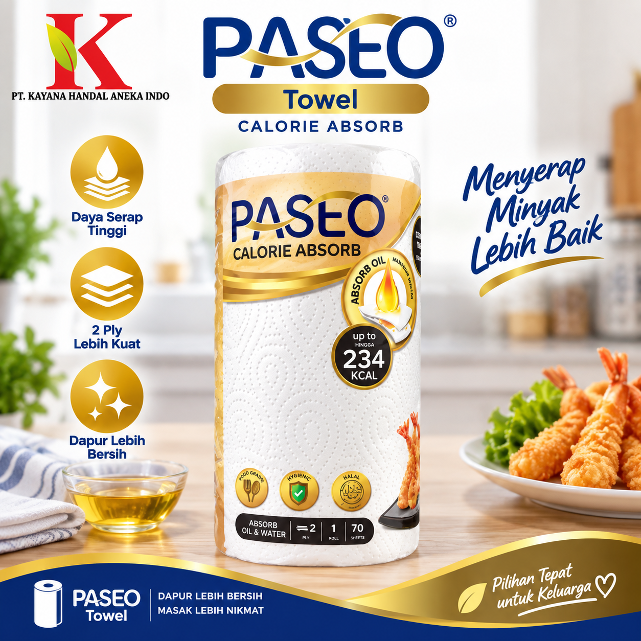 TISSUE PASEO TOWEL ROLL EMBOS 210 PLY