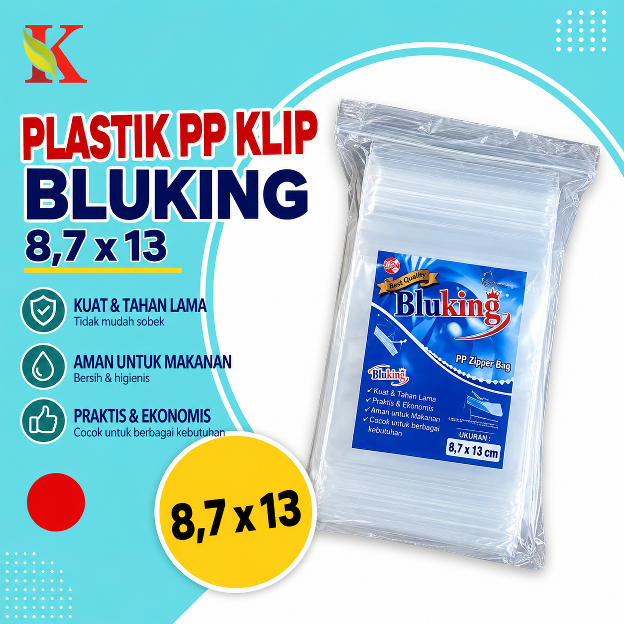 PP KLIP BLUKING 8,7 x 13 (0.05)
