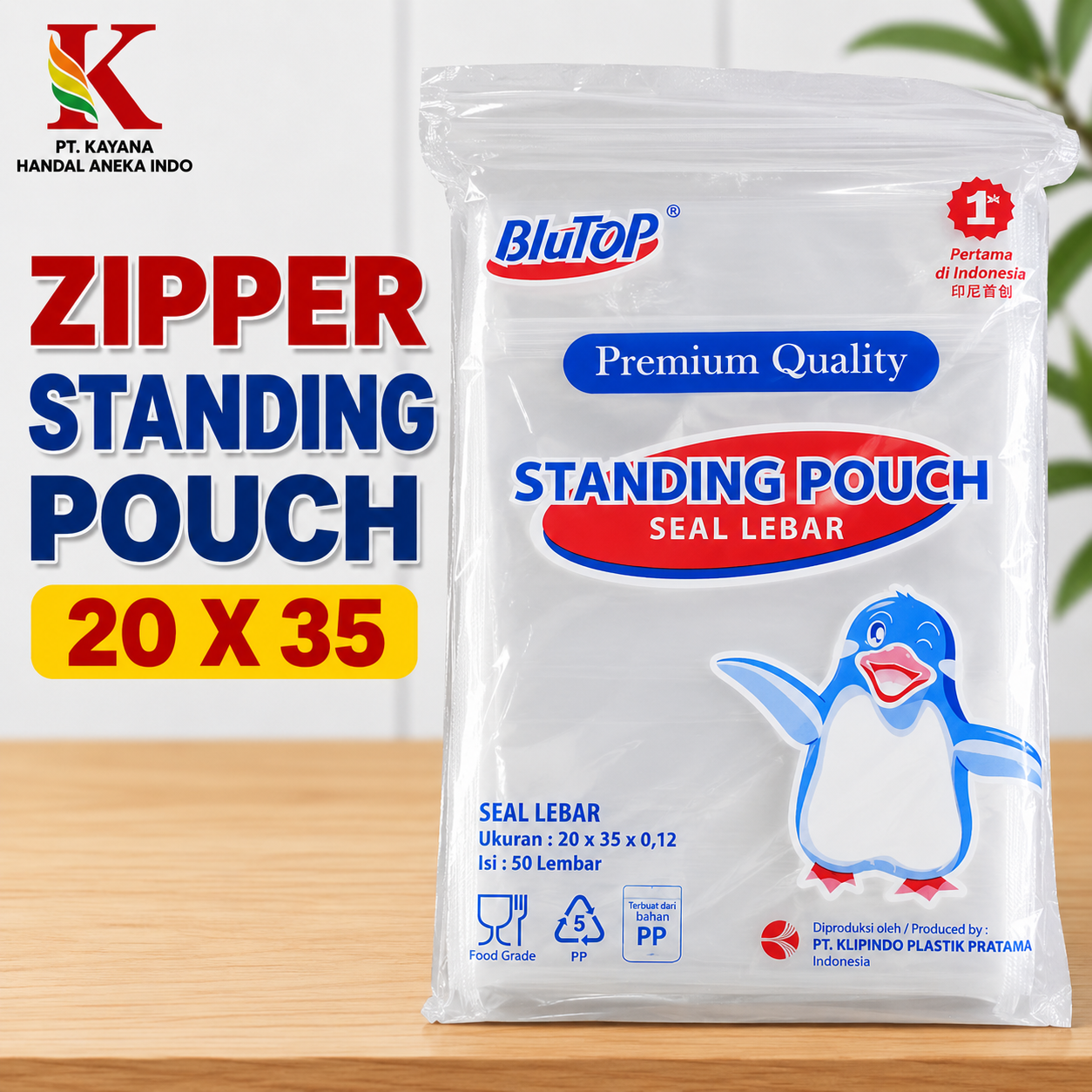 ZIPPER STANDING POUCH 20 X 35