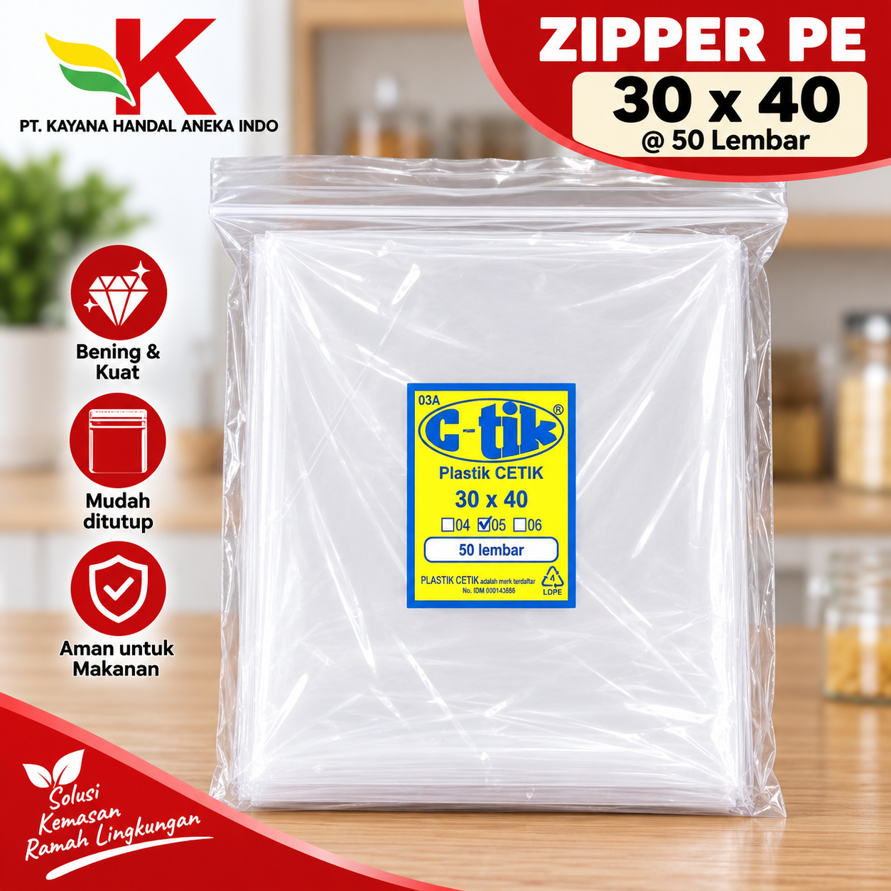 ZIPPER PE 30 x 40 @ 50 LBR