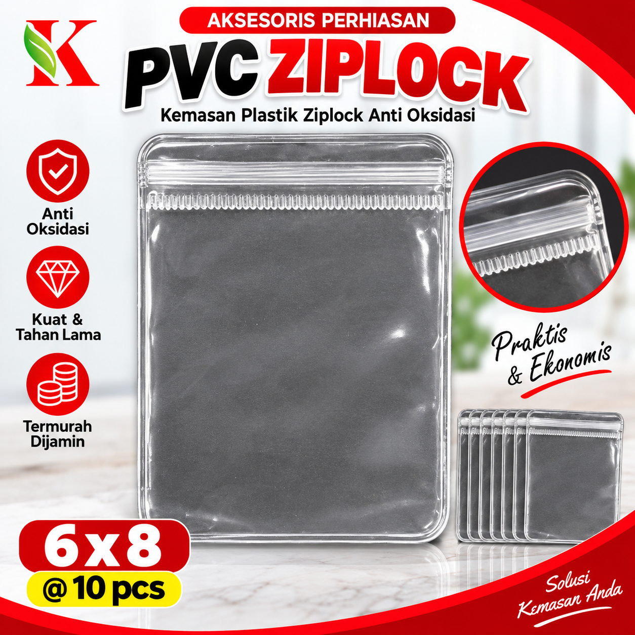 PVC ZIPLOCK 6 x 8@ 10 PCS