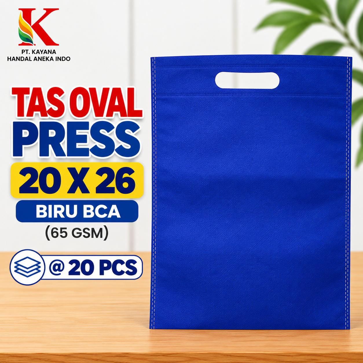 TAS OVAL PRESS 20 x 26 biru bca @ 20 PCS