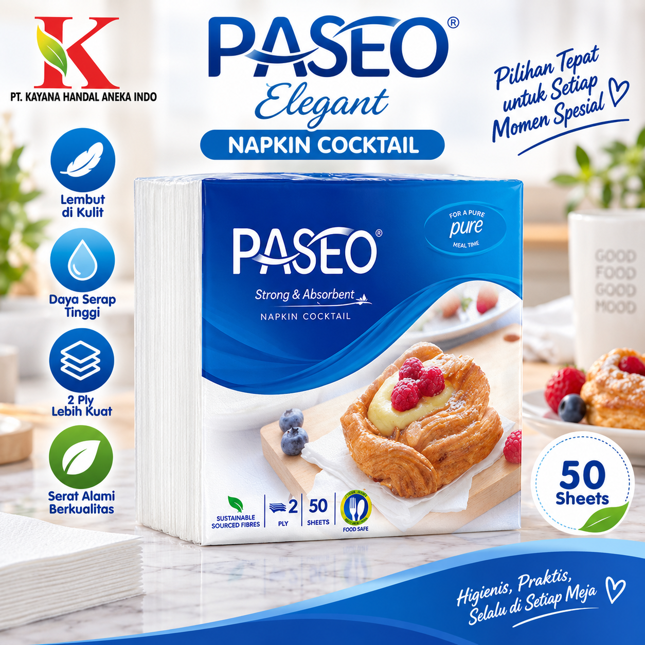 TISSUE PASEO ELEGANT NAPKIN COCKTAIL 50'S