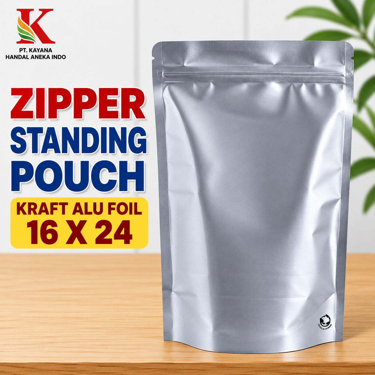 ZIPPER STANDING POUCH KRAFT ALU FOIL 16 X 24 @ 20 PCS