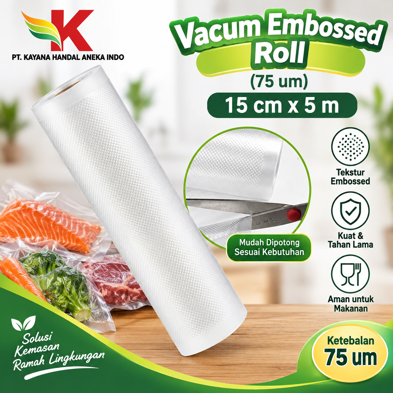 VACUM EMBOSSED ROLL (75 um) 15 cm x 5 mtr