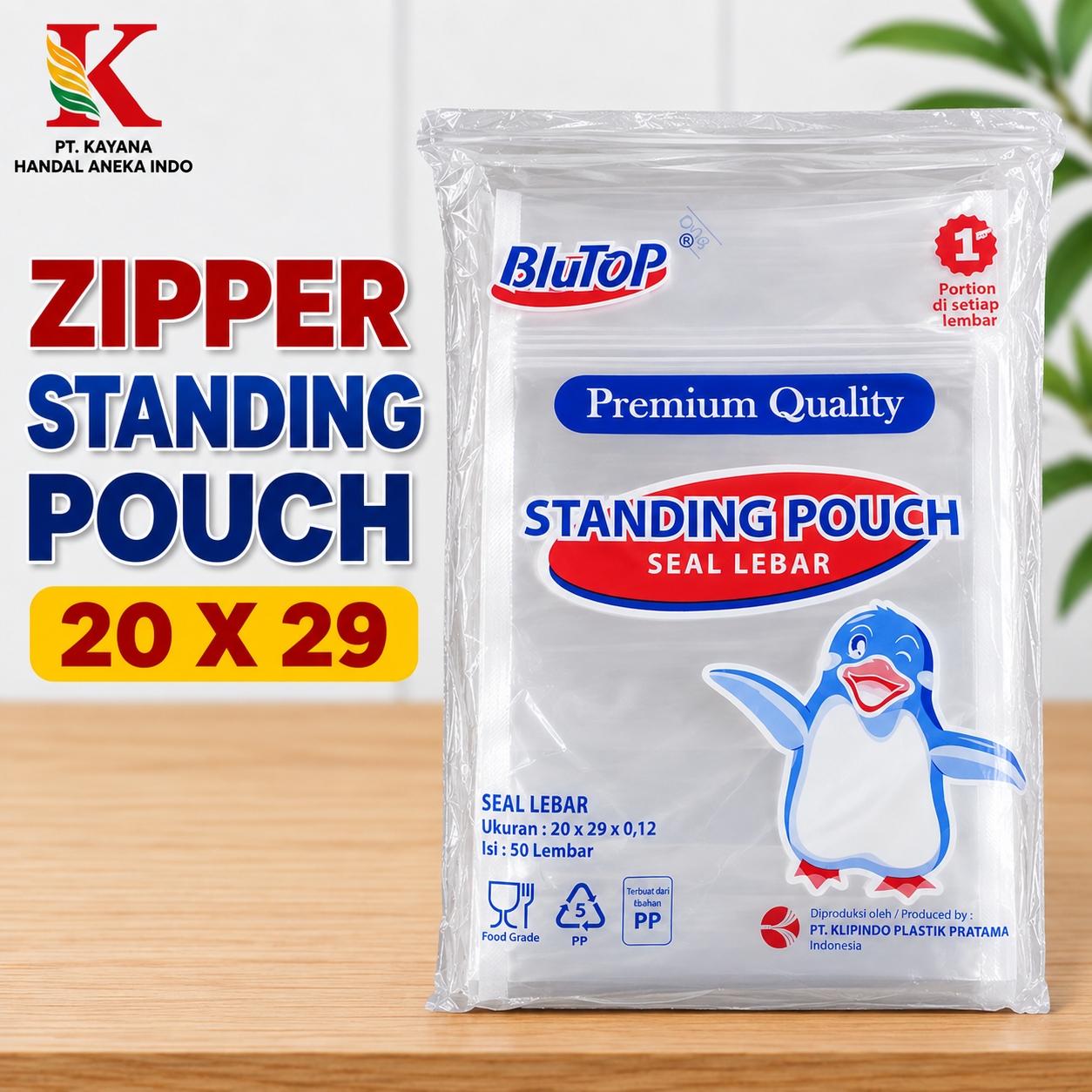 ZIPPER STANDING POUCH 20 X 29