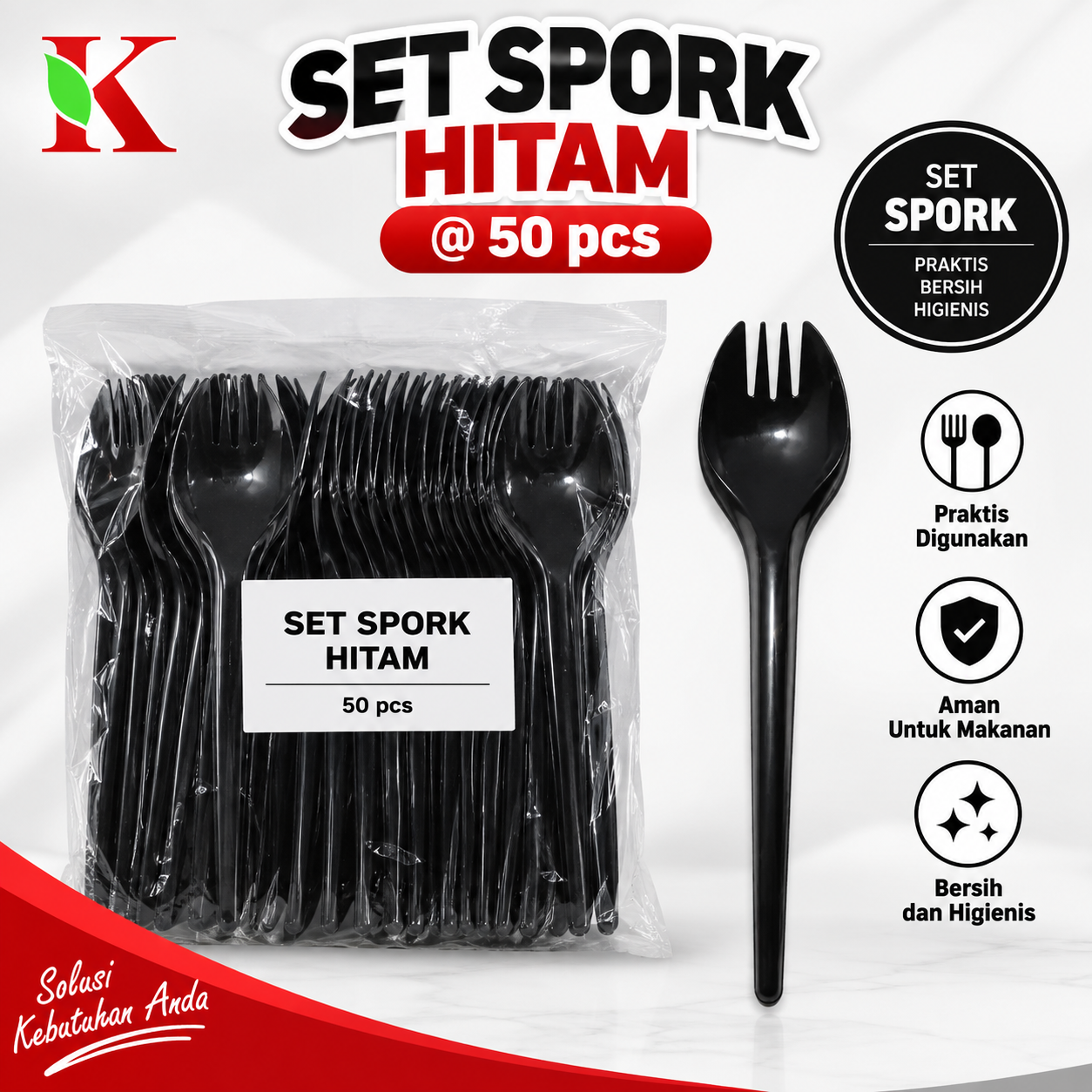 SET SPORK HITAM @ 50 PCS
