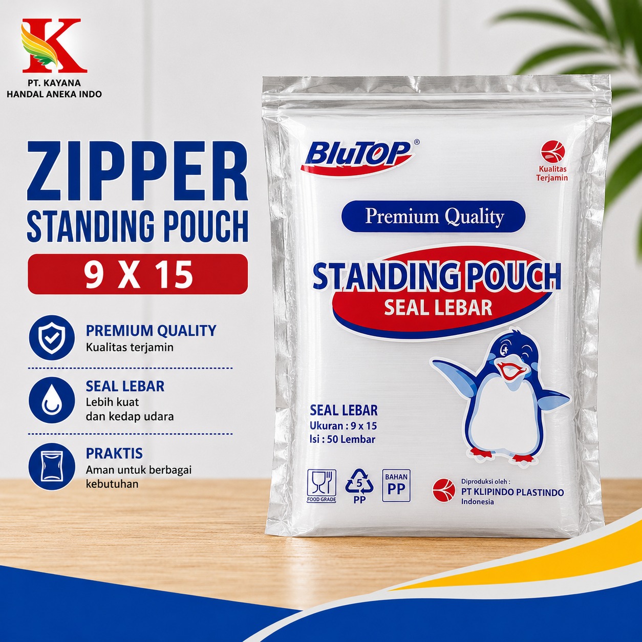 ZIPPER STANDING POUCH 9 X 15