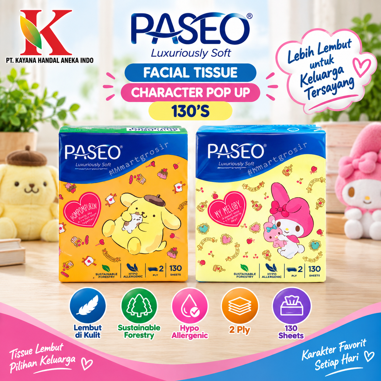 TISSUE PASEO CHARACTER POP UP 130'S
