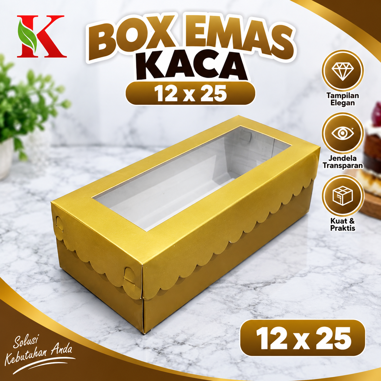 BOX EMAS KACA 12 x 25