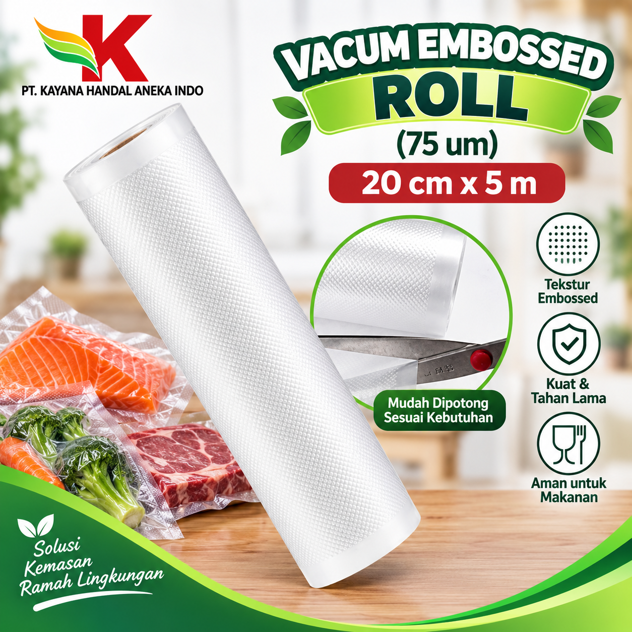 VACUM EMBOSSED ROLL (75 um) 20 cm x 5 m