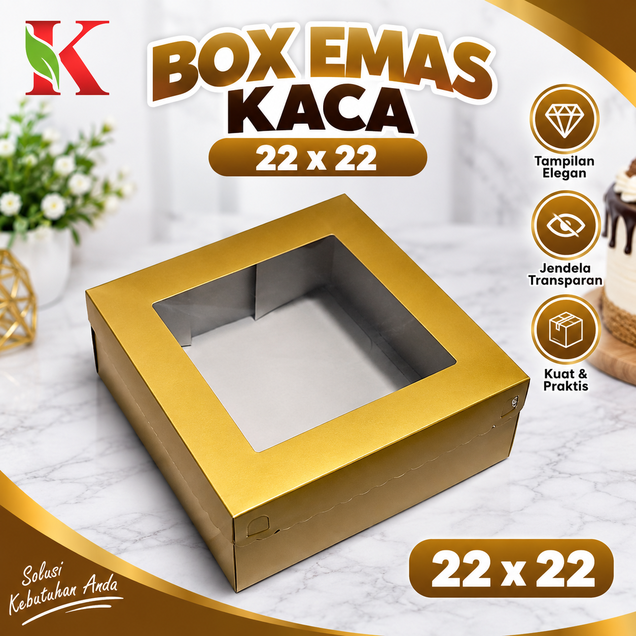 BOX EMAS KACA 22 x 22
