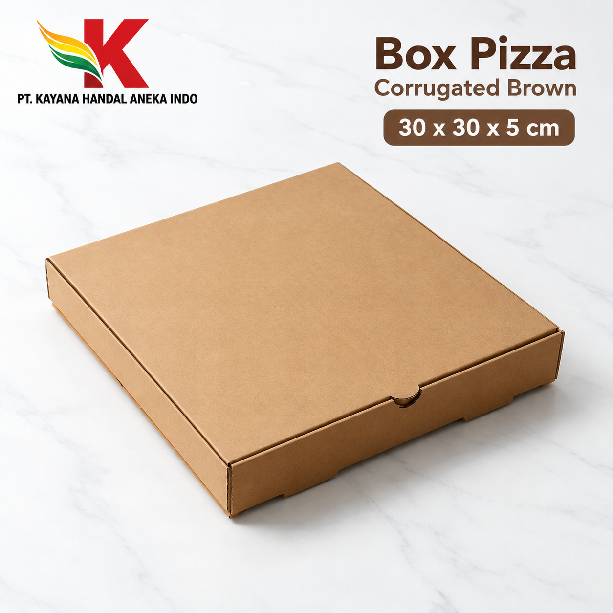 BOX PIZZA CORRUGATED BROWN - 30 x 30 x  5 cm