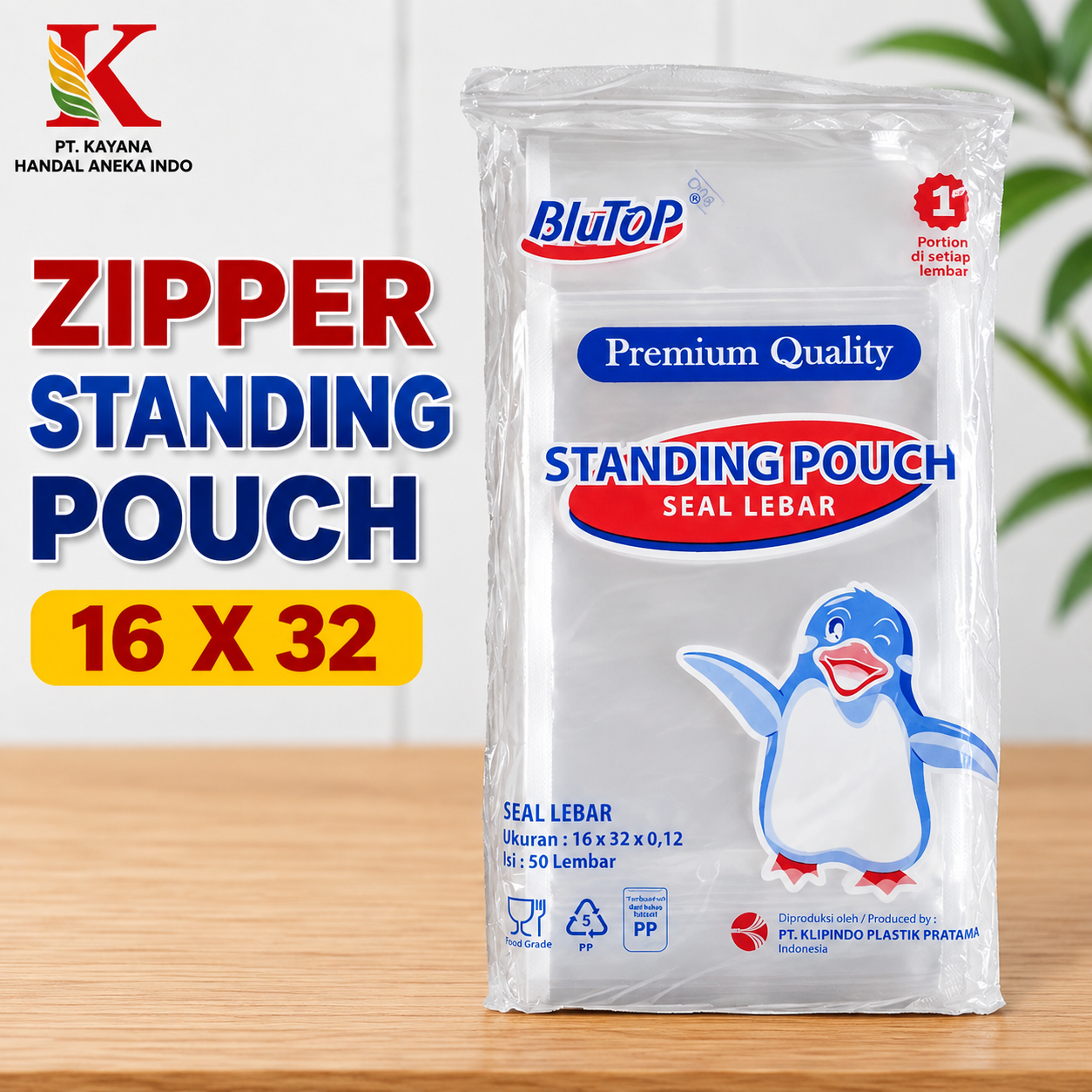 ZIPPER STANDING POUCH 16 X 32