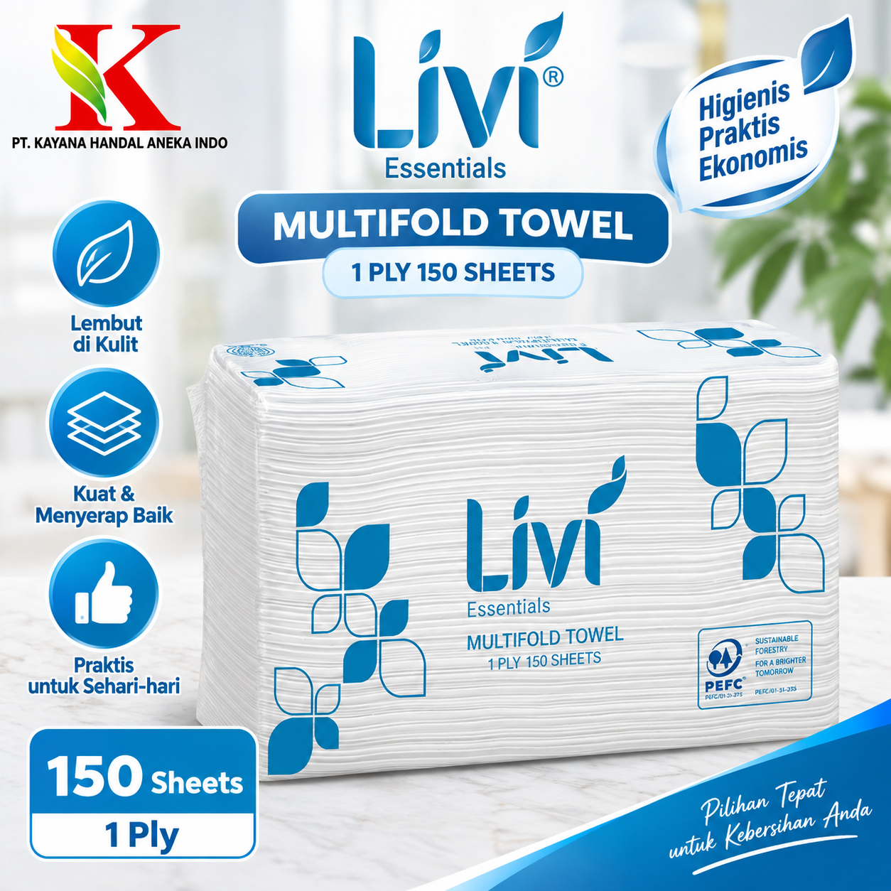 TISSUE LIVI ESSENTIAL TOWEL MULTUFOLD 150'S