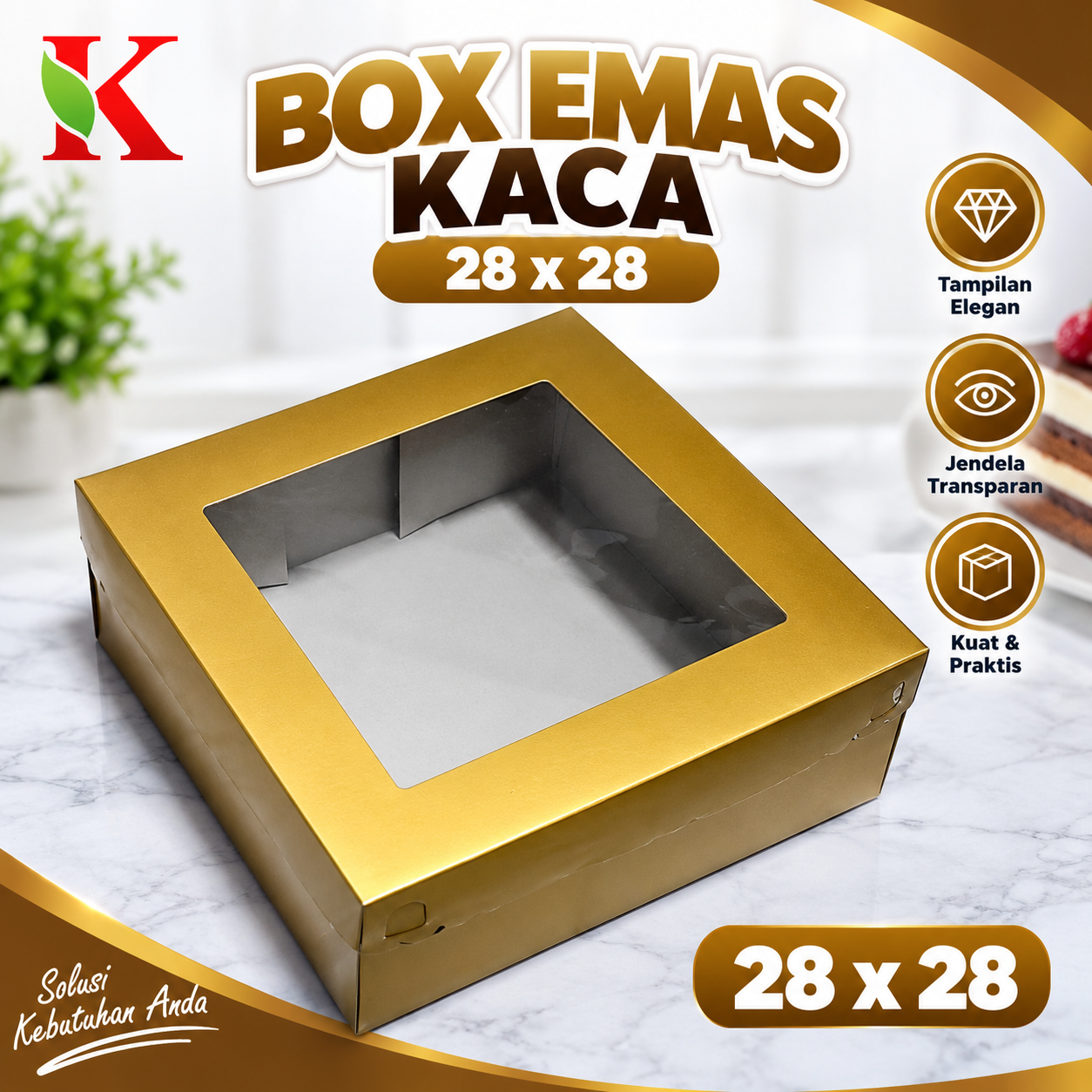 BOX EMAS KACA 28 x 28