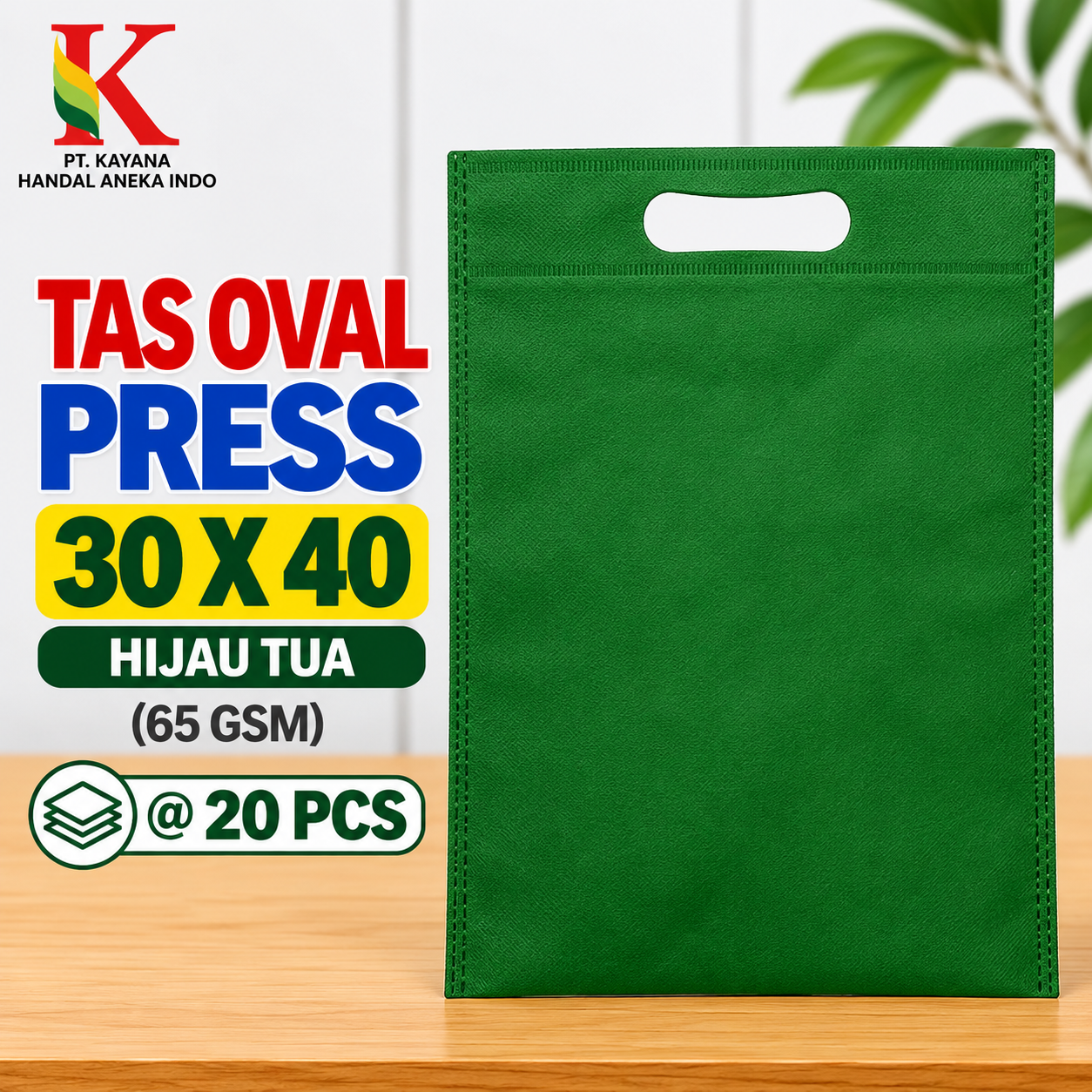 TAS OVAL PRESS 30 x 40 HIJAU TUA @ 20 PCS