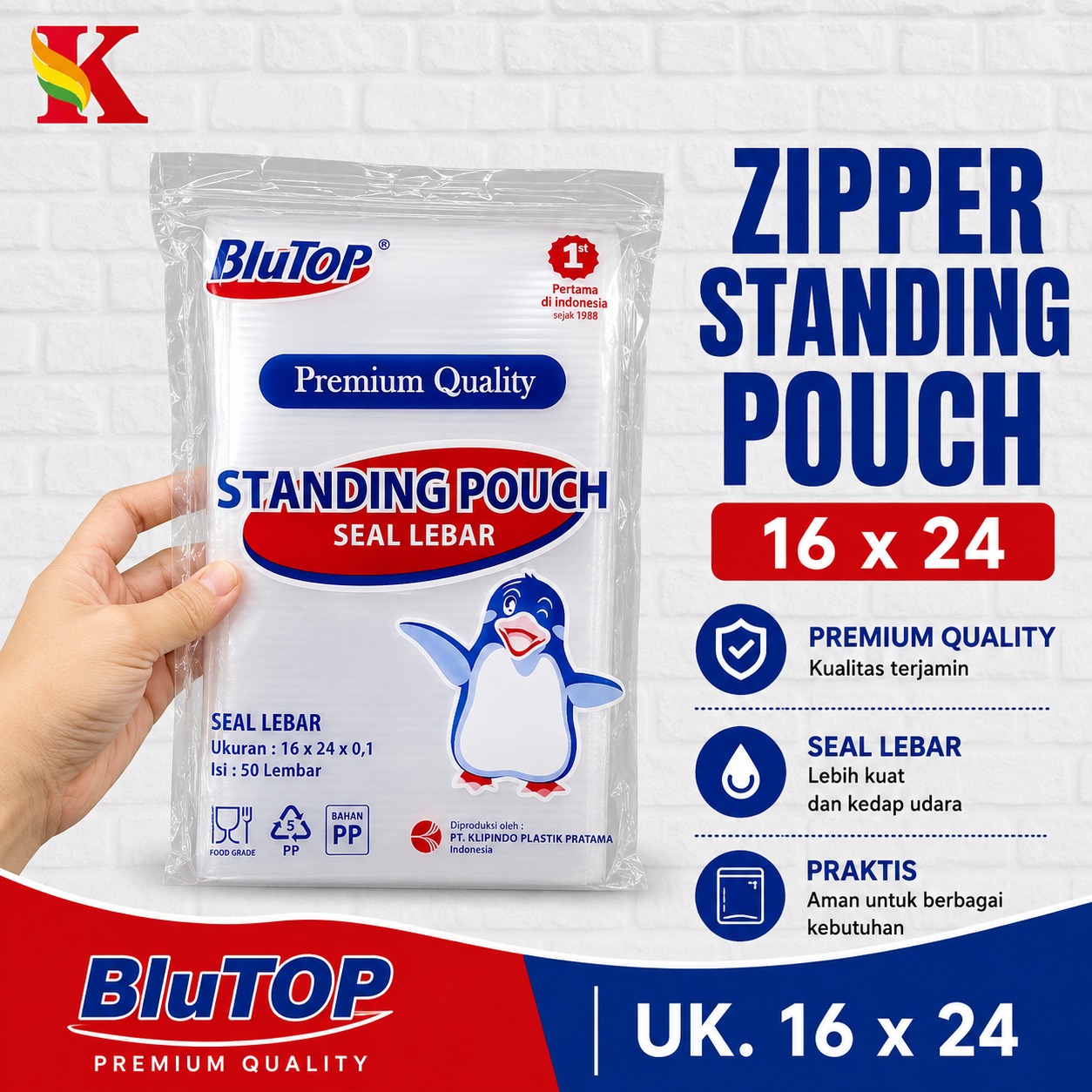 ZIPPER STANDING POUCH 16 X 24
