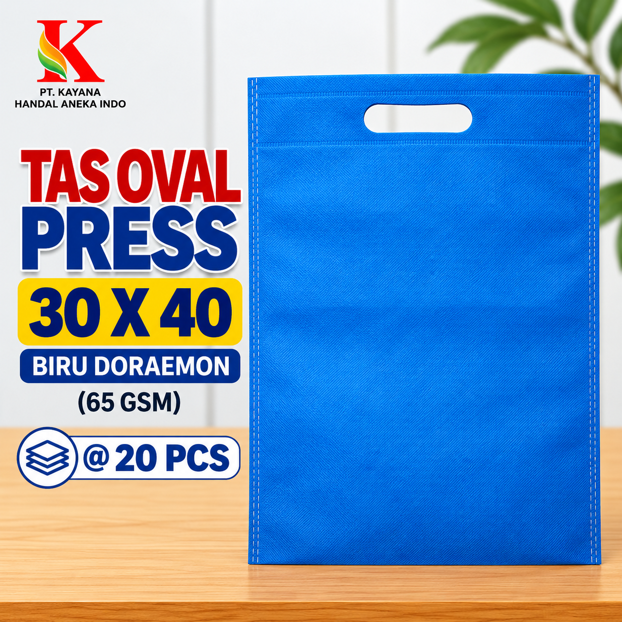 TAS OVAL PRESS 30 x 40 biru doraemon @ 20 PCS