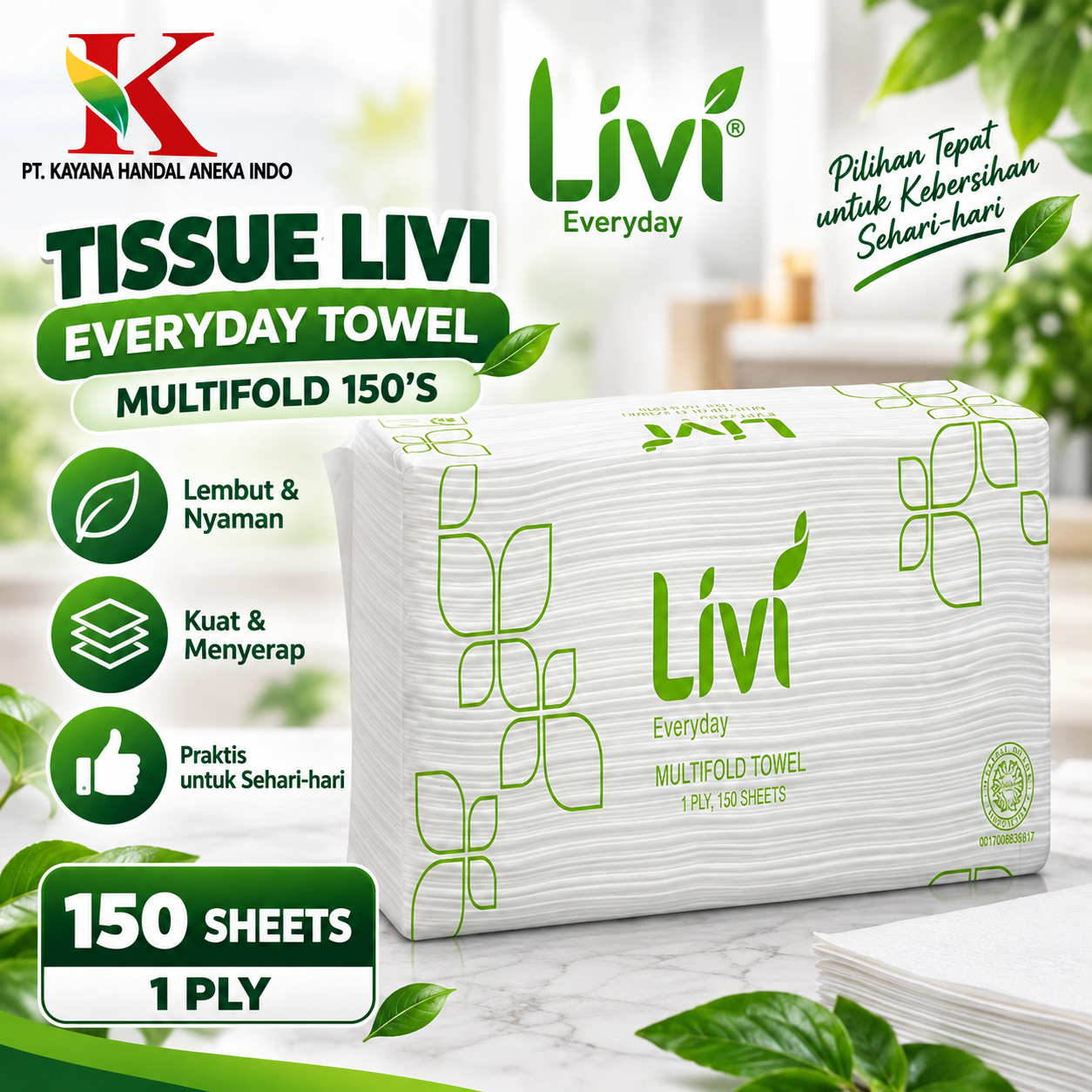 TISSUE LIVI EVERYDAY TOWEL MULTUFOLD 150'S