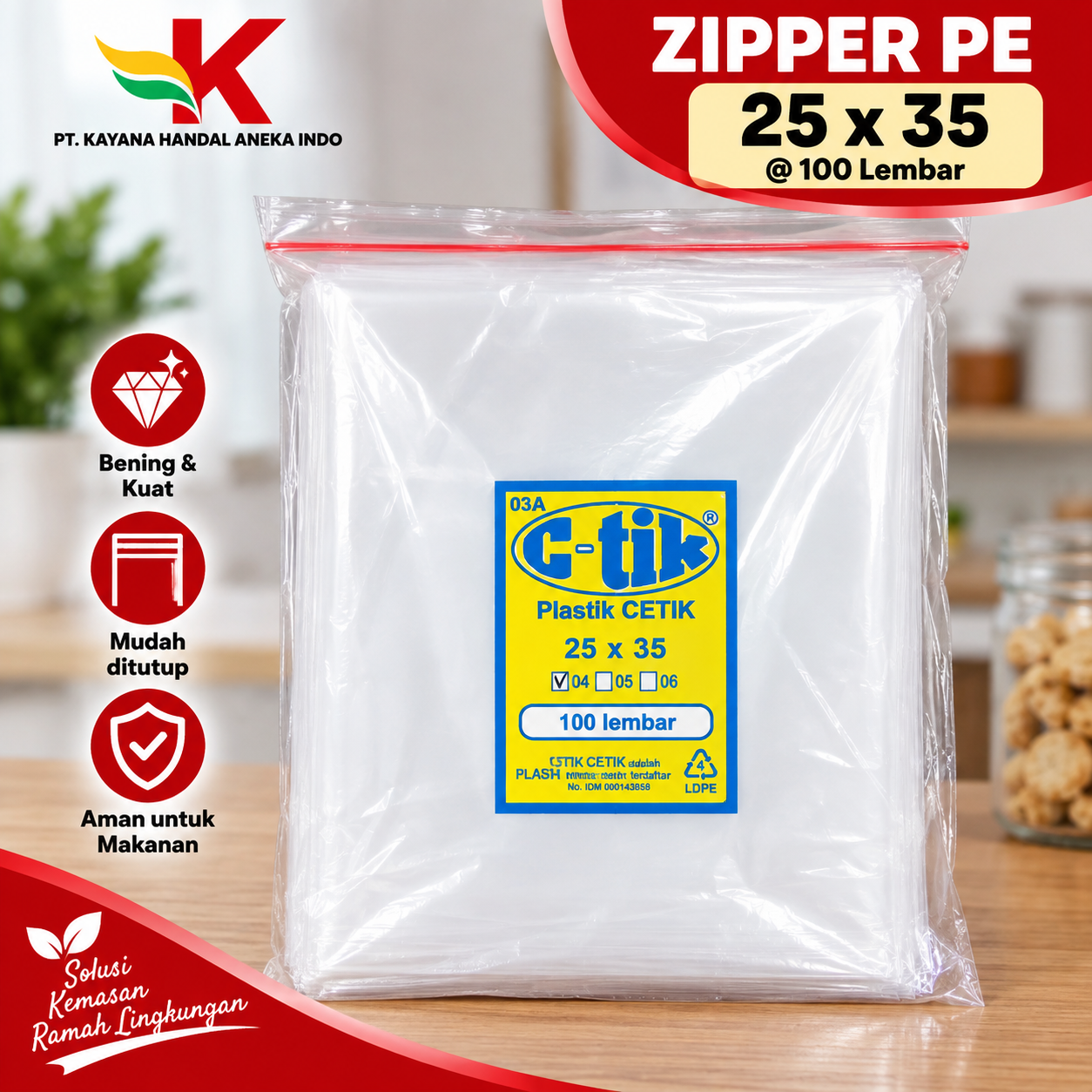 ZIPPER PE 25 x 35 @ 100 LEMBAR