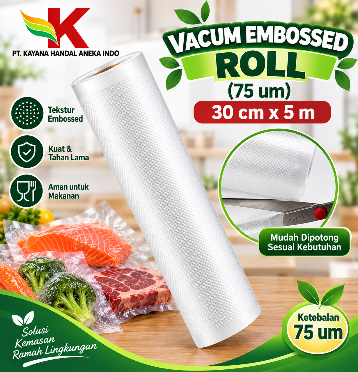 VACUM EMBOSSED ROLL (75 um) 30 cm x 5 m