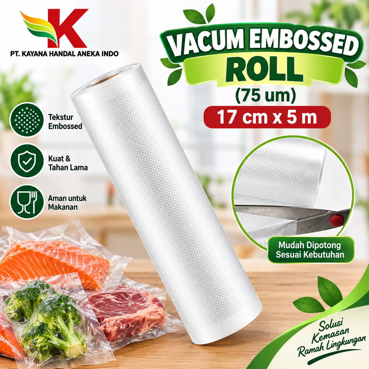 VACUM EMBOSSED ROLL (75 um) 17 cm x 5 m