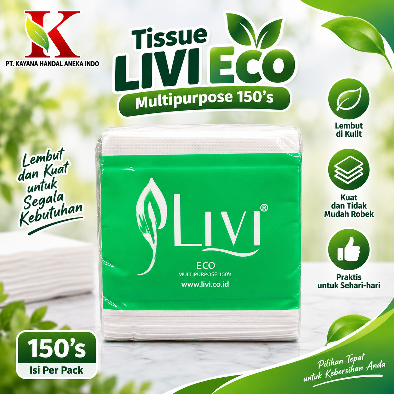 TISSUE LIVI ECO MULTIPURPOSE 150'S