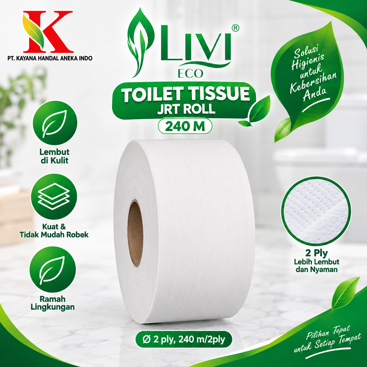 TISSUE LIVI ECO TOILET JRT ROLL 240 M