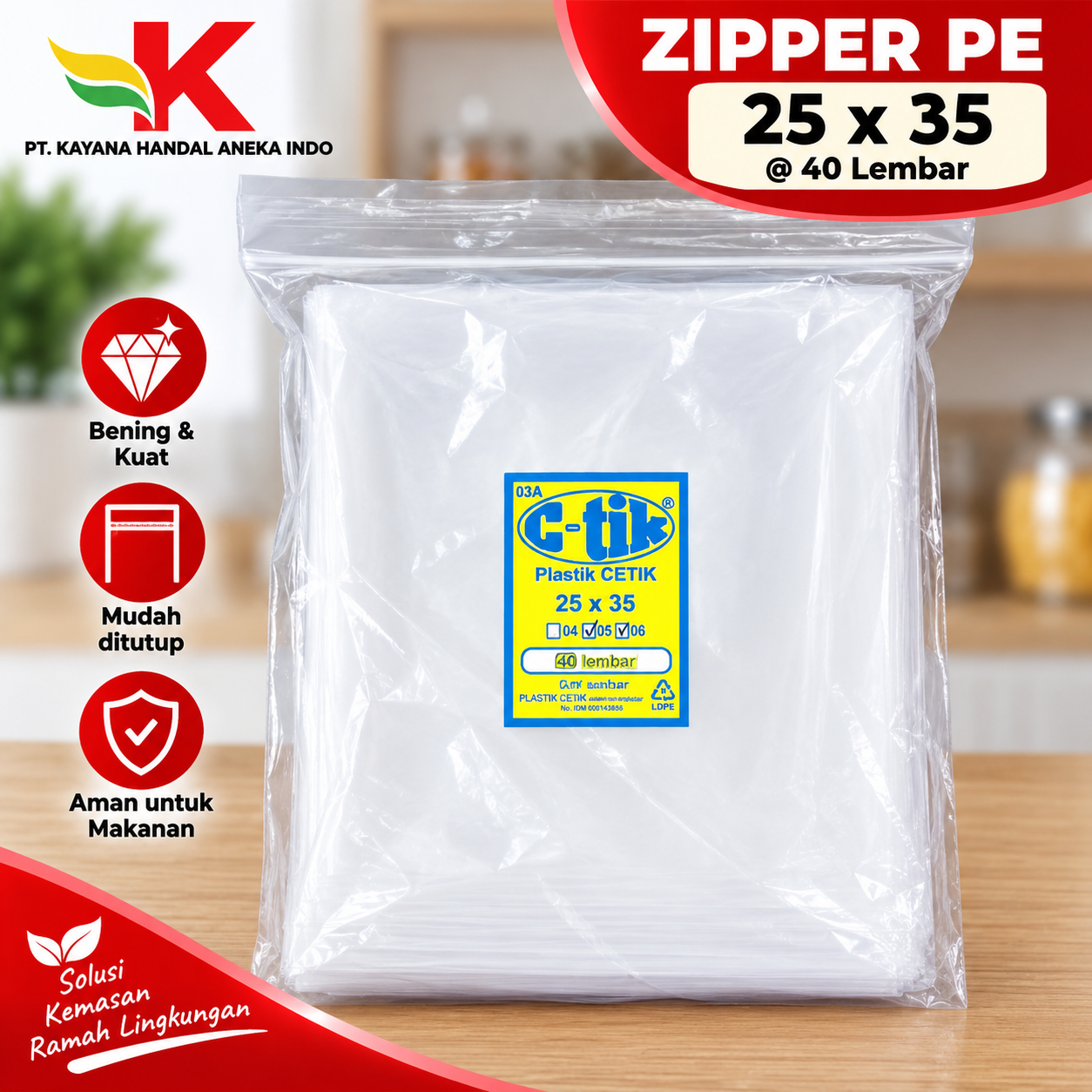 ZIPPER PE 25 x 35 @ 40 LBR