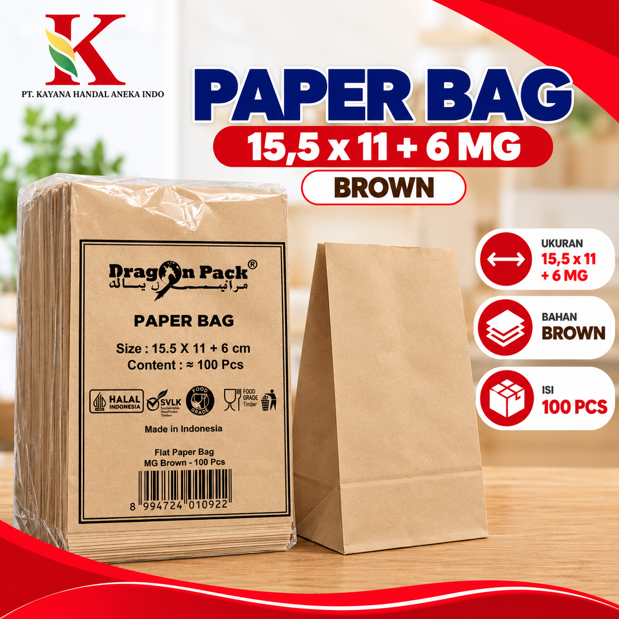 PAPER BAG 15,5 x 11 + MG BROWN